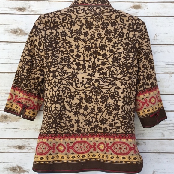 Asian Inspired Print Jacket with Mandarin Collar - Picture 4 of 6